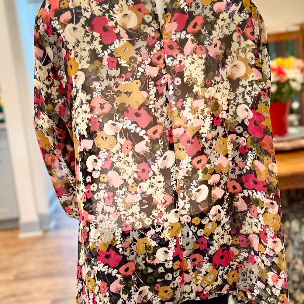 Floral Print Asymmetrical Women's Blouse - Picture 5 of 9